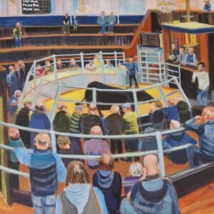 Bald Heads and Bulls 12'' x 12'' print on boxed canvas