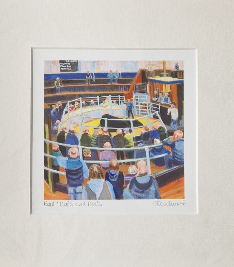 Bald Heads and Bulls open edition, mounted, giclee print - Image 2