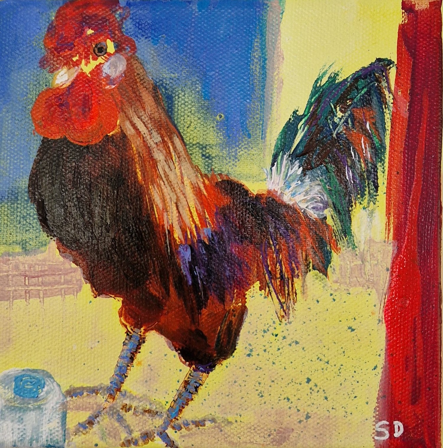 Snake Plisken...aka proud rooster a portrait by Sue Dewhurst
