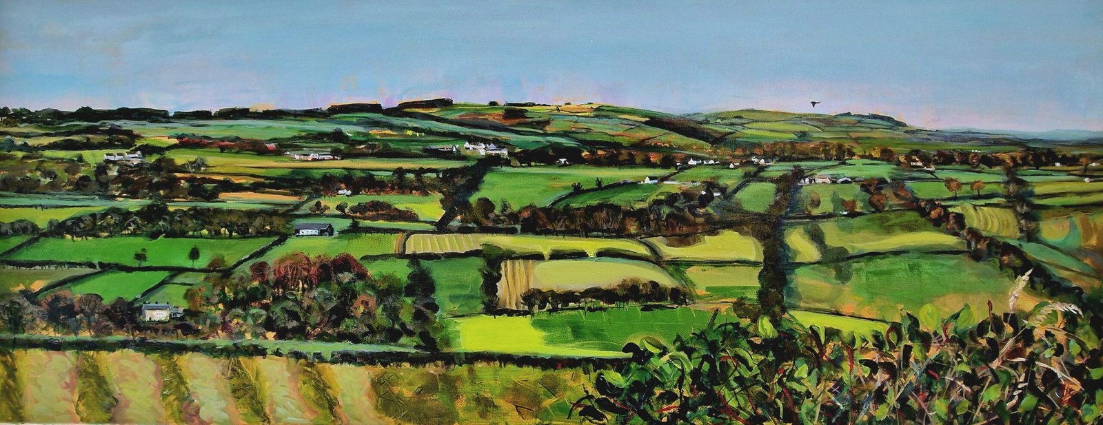 Towards the Coast - ( large Welsh landscape painting)