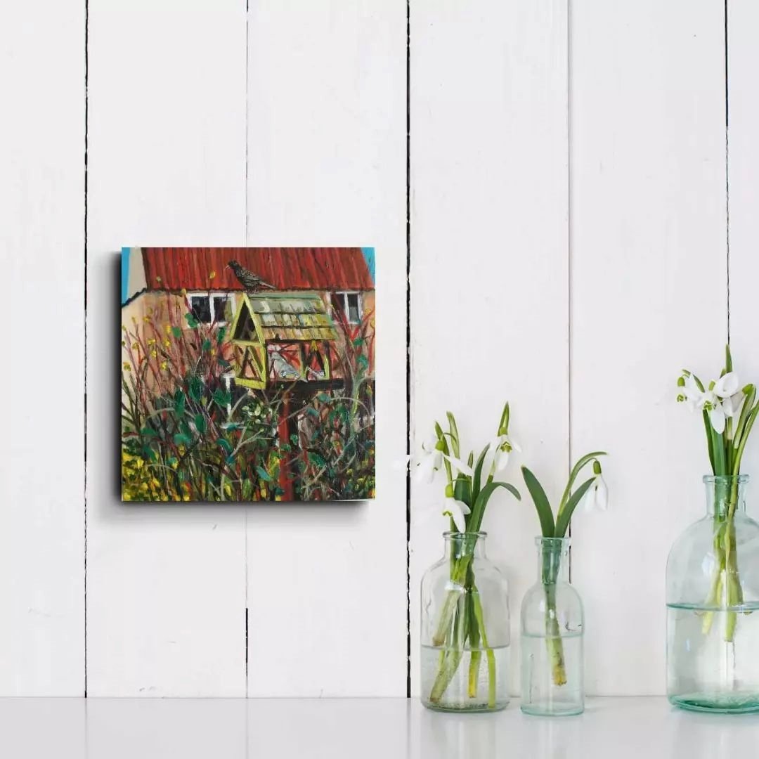 Bird Table original on boxed canvas - Image 2