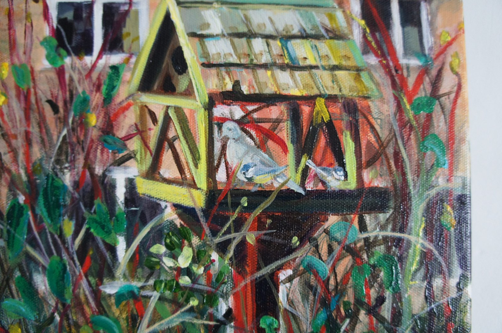 Bird Table original on boxed canvas - Image 3