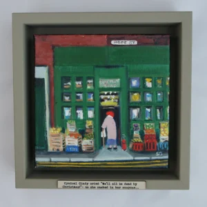 Cynical Cindy cried 'We'll all be dead by Christmas'- as she cashed in her coupons... Framed Original..