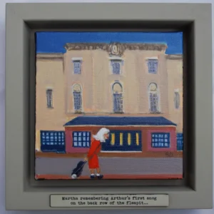 Original painting of Martha remembering Arthur's first snog on the back row of the fleapit...