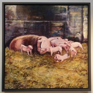 Teifi's Pigs original framed painting